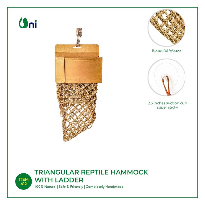 Triangular reptile hammock with ladder